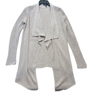 EILEEN FISHER Cardigan Womens XS Tan Organic Linen Knit Open Front Waterfall